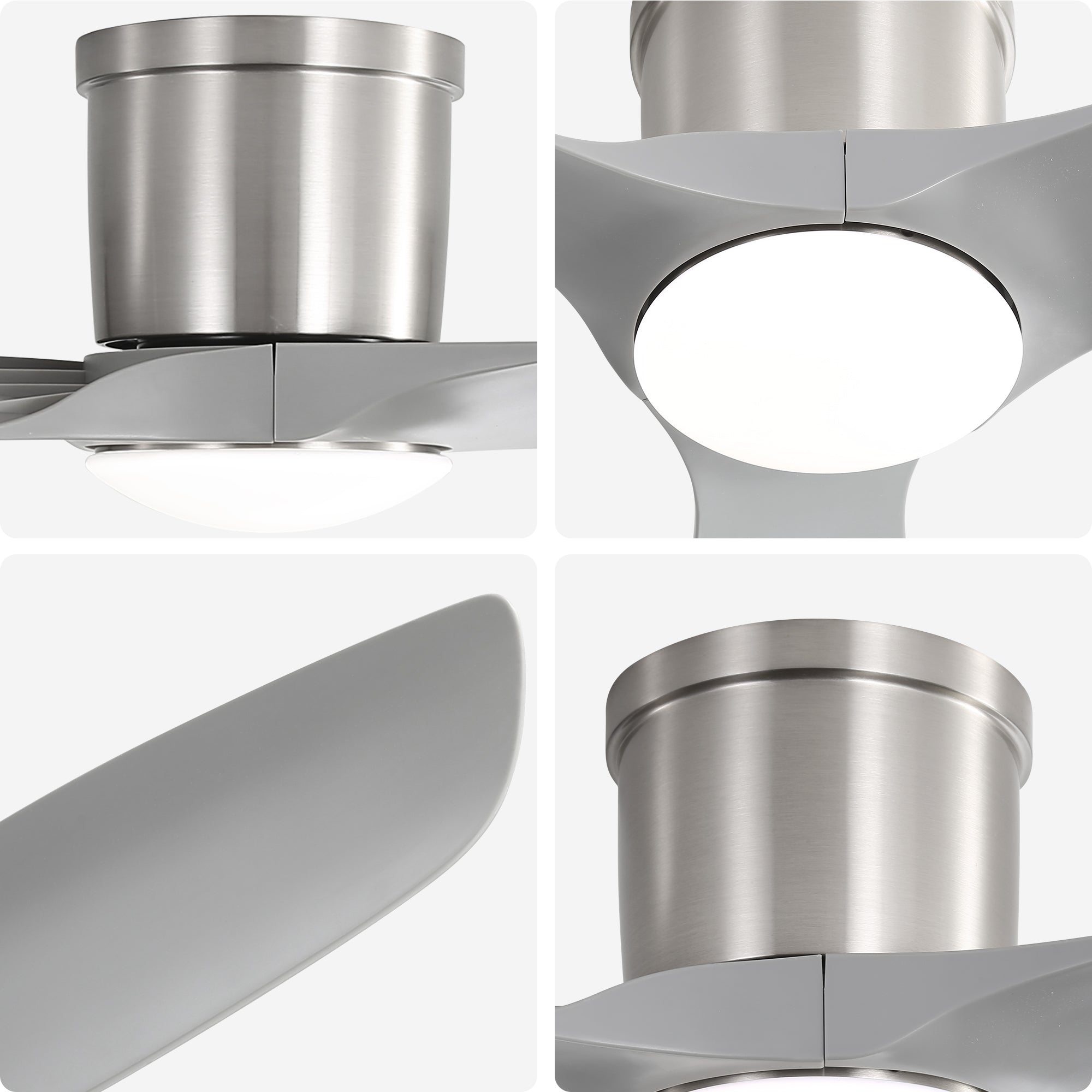 52 Inch Flush Mount Ceiling Fan with Dimmable LED Light