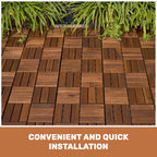 Acacia Wood Interlocking Deck Tiles Checker Pattern