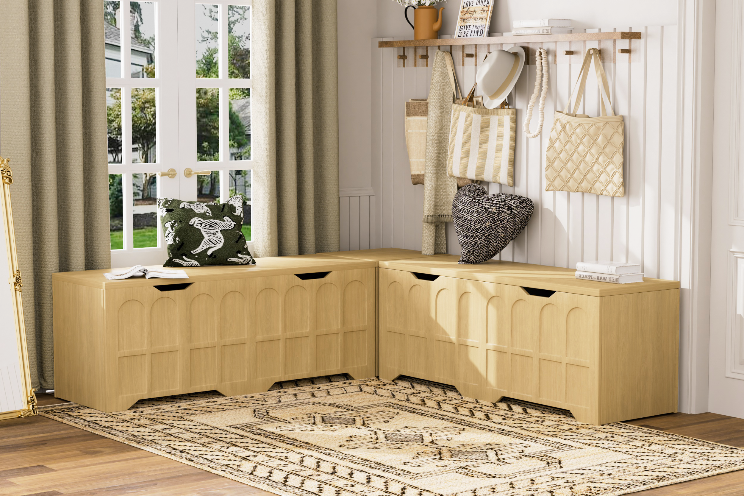 3-Piece L-Shaped Multifunctional Storage Bench