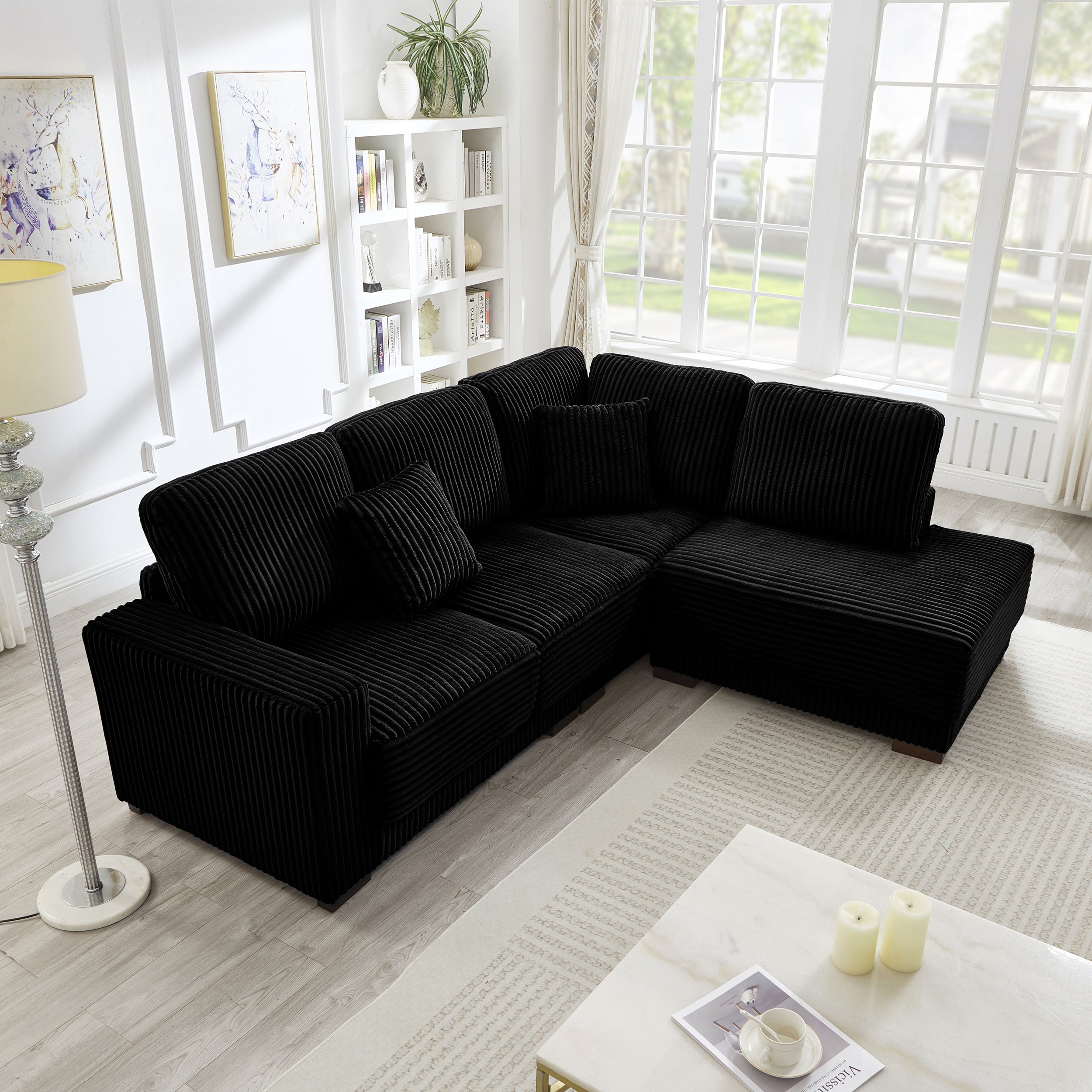 93" Sectional Sofa with Reversible Chaise Lounge