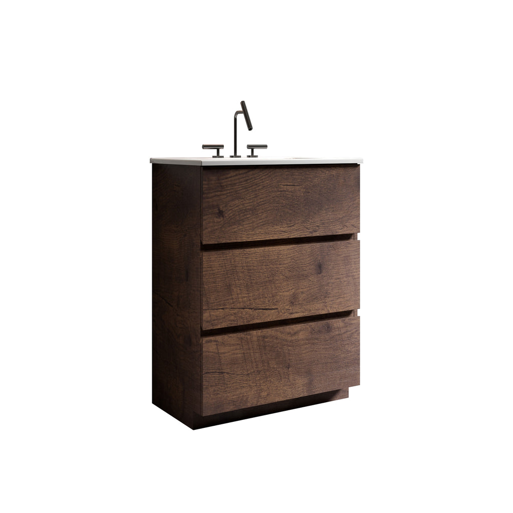 TIA 24-Inch Walnut Bathroom Vanity with Ceramic Sink