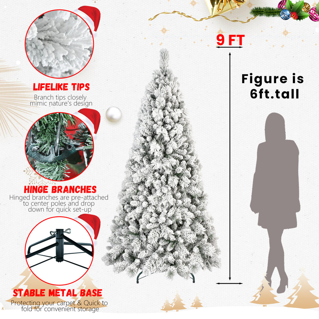 8FT Flocked Christmas Tree with 1445 Tips