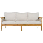 Outdoor Acacia Wood and Rope 3 Seater Patio Sofa