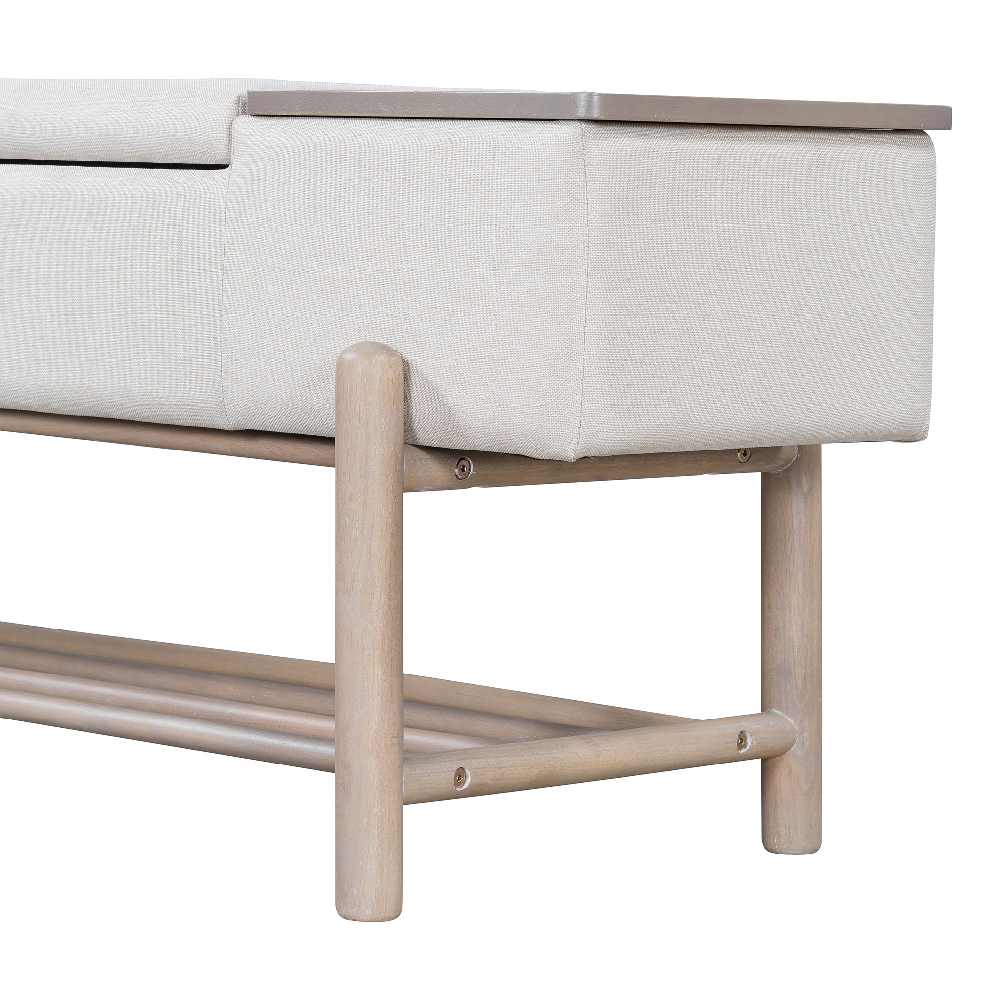 TREXM Farmhouse Upholstered Storage Bench