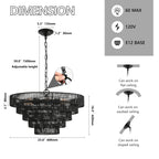 24" Rustic 5-Tier Black Pendant Light Chandelier