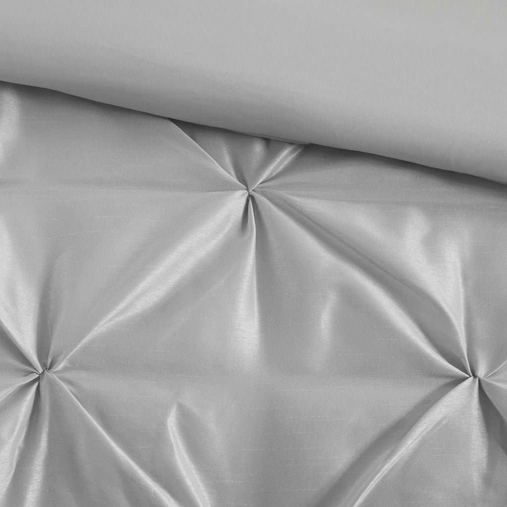 7-Piece King 100% Polyester Pieced Pleated Tufted Comforter Set