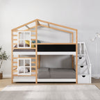 Twin Over Twin Bunk Bed House Bed With Roof Windows