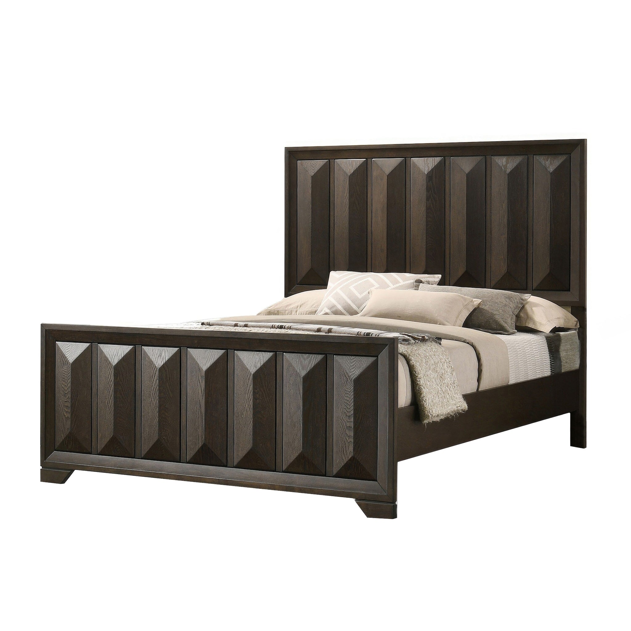 Espresso 1pc Eastern King Size Bed Panel Headboard
