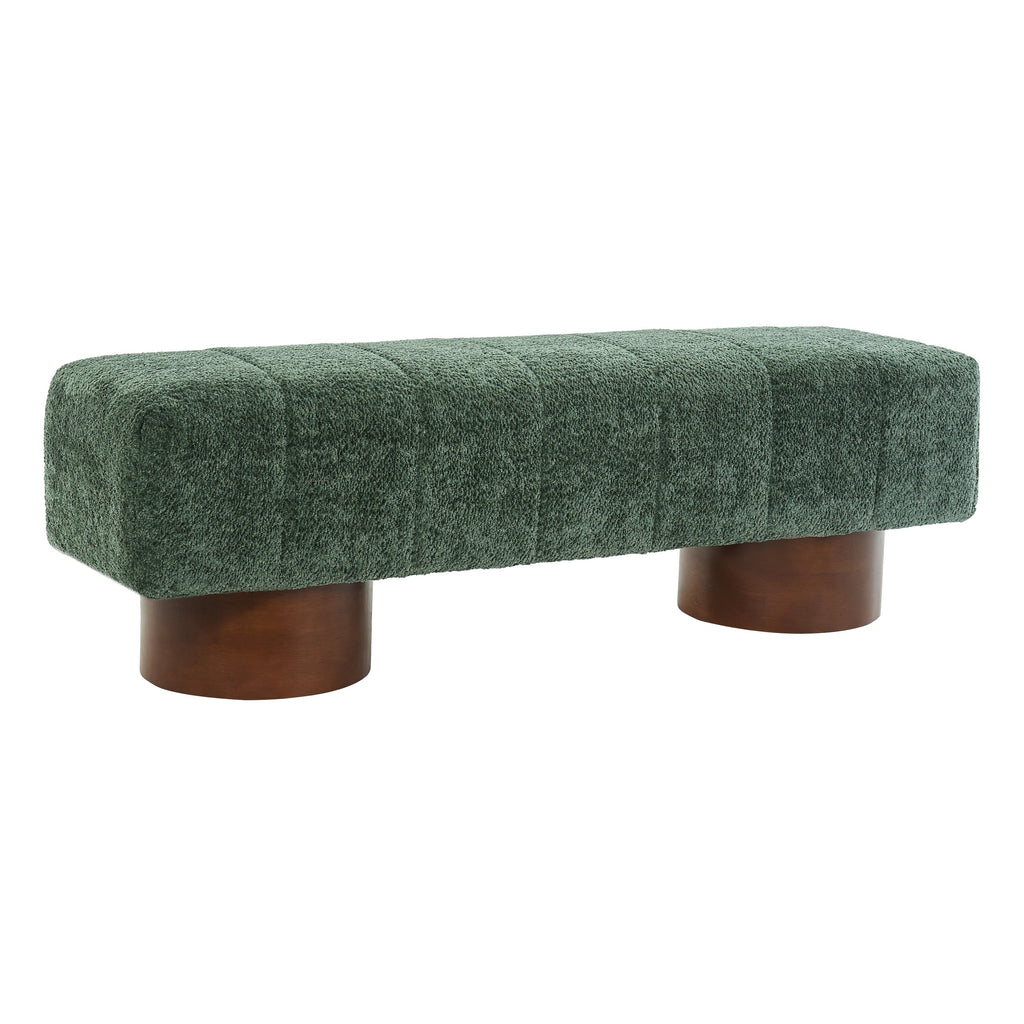 Green Boucle Upholstered Indoor Dining Bench