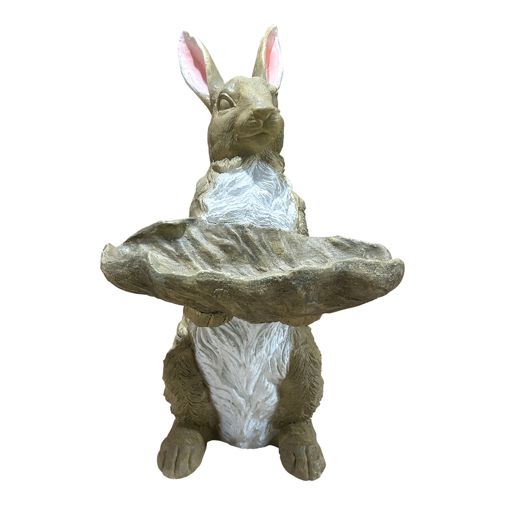 Magnesium Oxide Bunny Statue Holding Decor