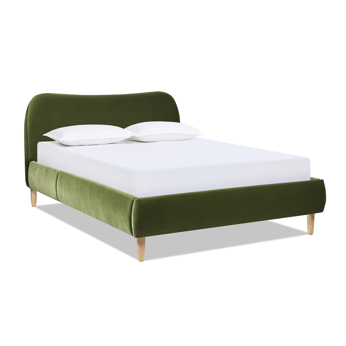 Roman Curved Headboard Upholstered Platform Bed, Queen, Olive
