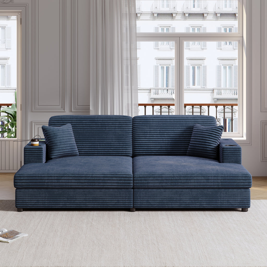 86.5" Oversized Loveseat Chaise Lounge Sectional Sofa Bed