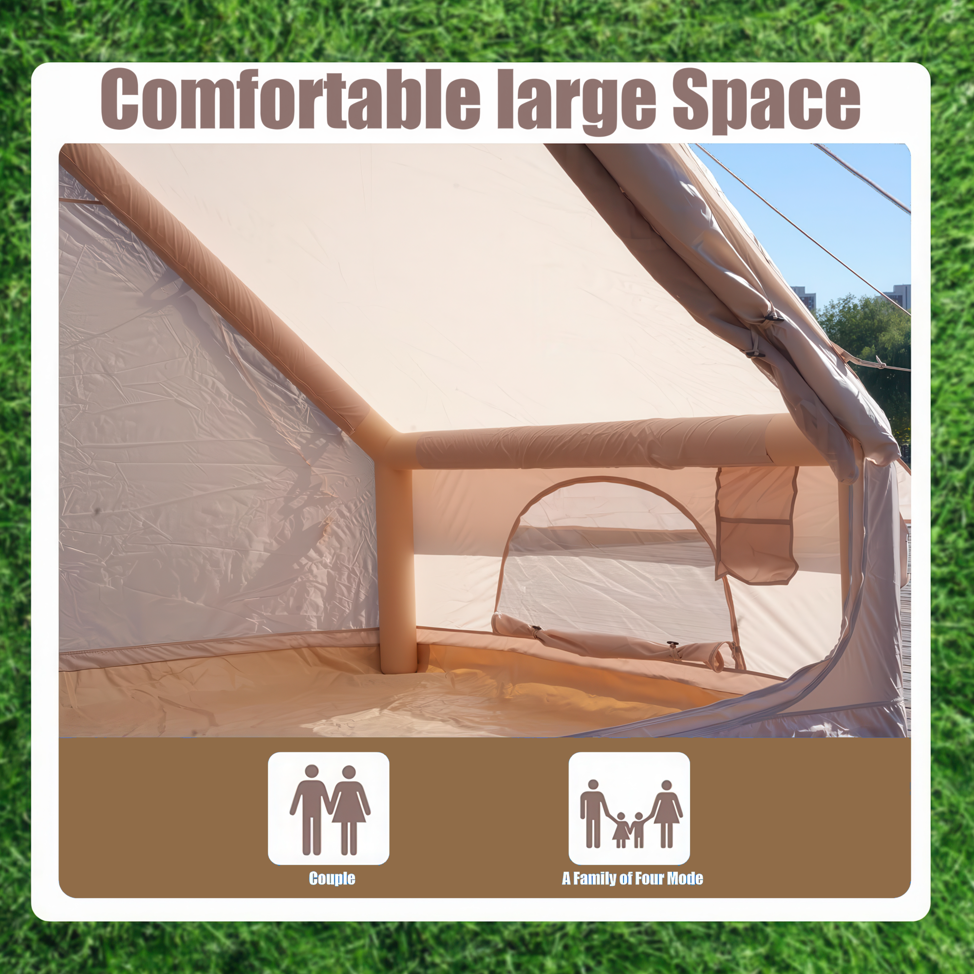 Inflatable Tent With Pump, Glamping Tents For 4-6 Person