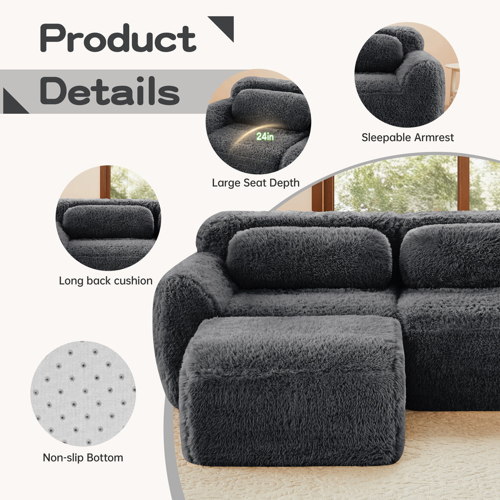 U-Shaped Boneless Sofa with High Density Sponge