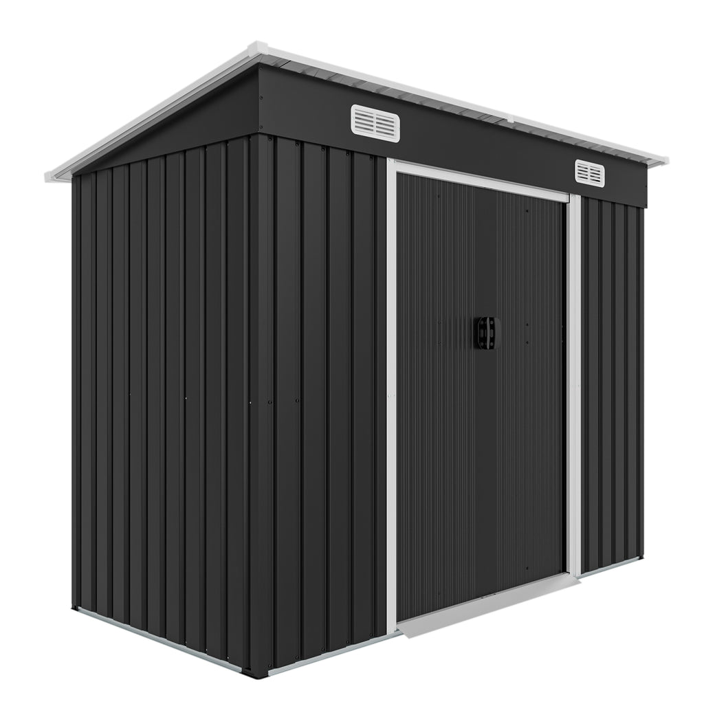 8x4ft Metal Shed, Sliding Door Galvanized Steel Shed