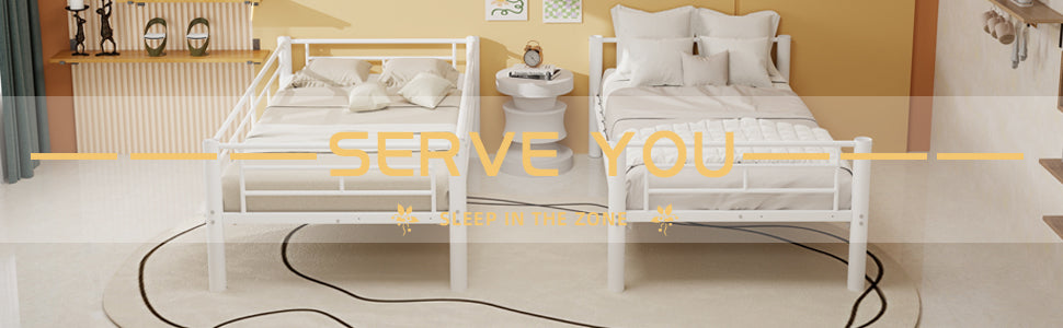 Twin Over Twin Metal Bunk Bed for Kids