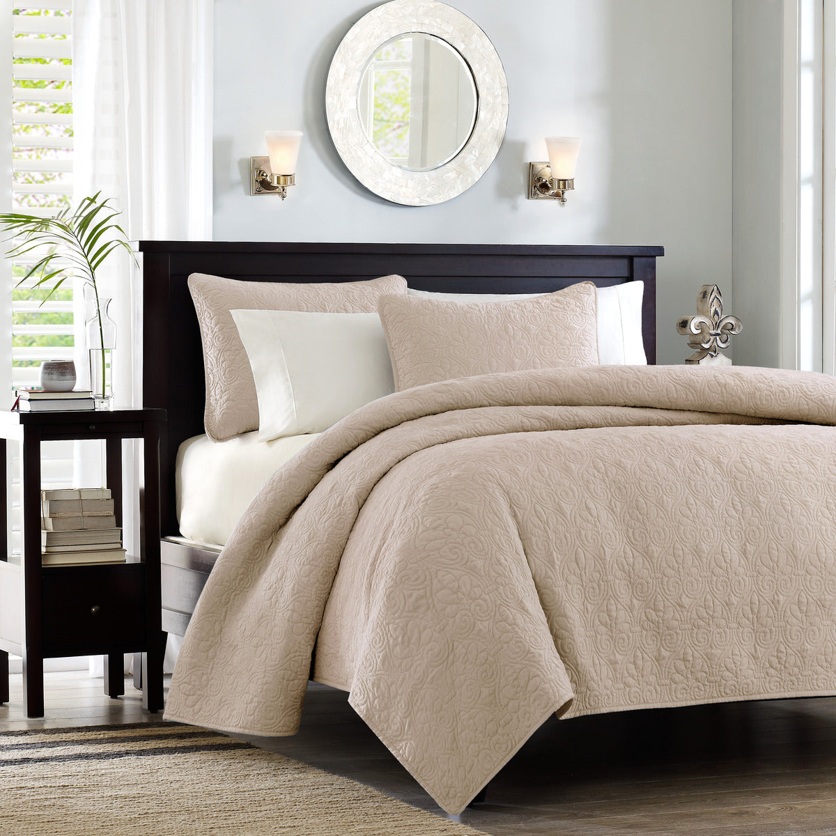 Reversible Quilt Set Khaki Full/Queen