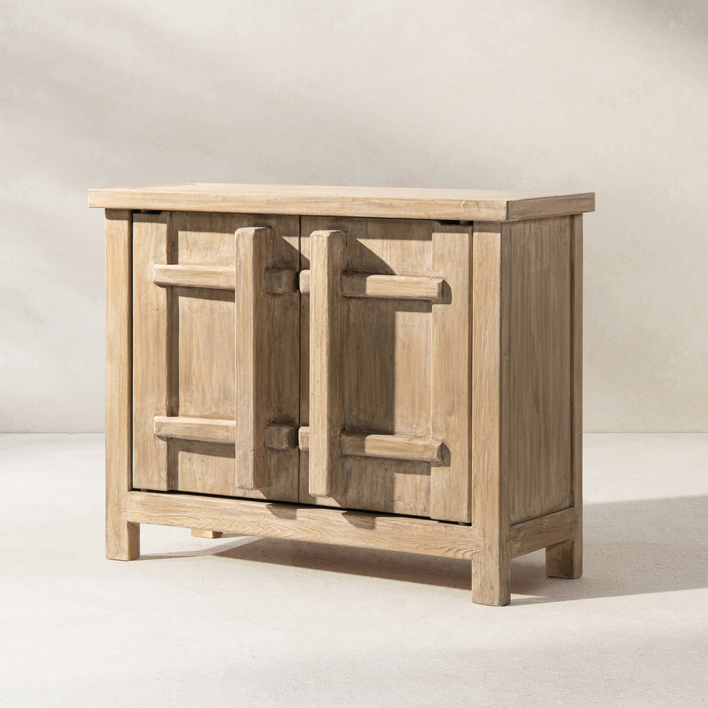 Rowan 48" Solid Reclaimed Pine 2-Door Crossbar Accent Storage Cabinet