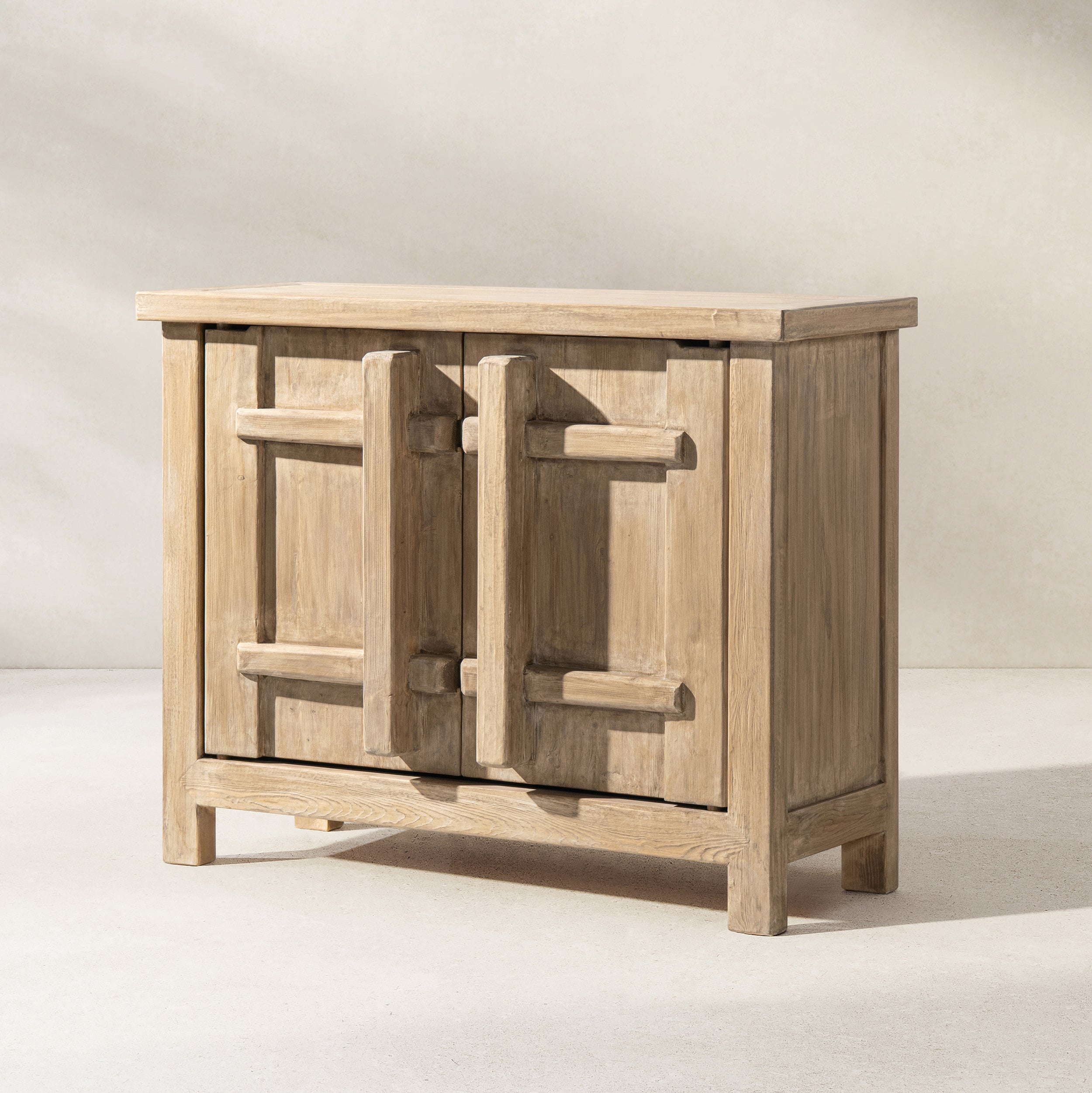 Rowan 48" Solid Reclaimed Pine 2-Door Crossbar Accent Storage Cabinet