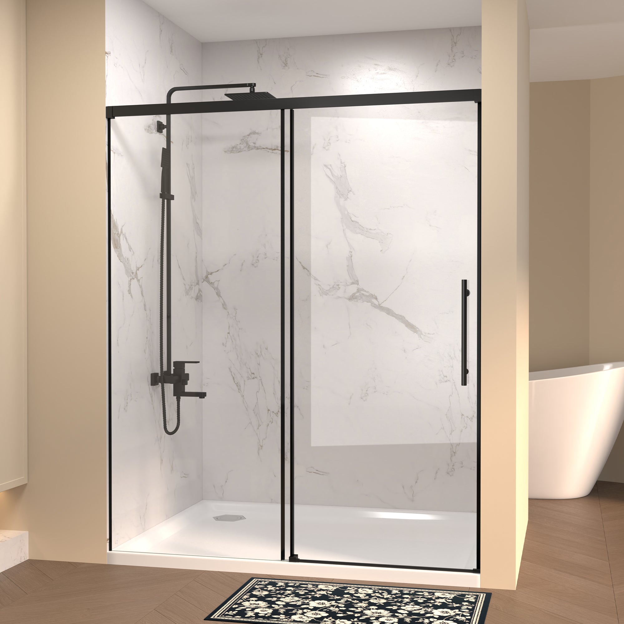 60" W × 72" H Single Sliding Shower Door