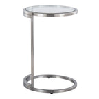 Round Zenn End Table in Stainless Steel with Clear Glass Table Top
