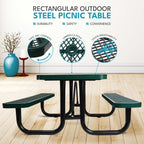 6 Ft. Rectangular Outdoor Picnic Table with Umbrella Pole