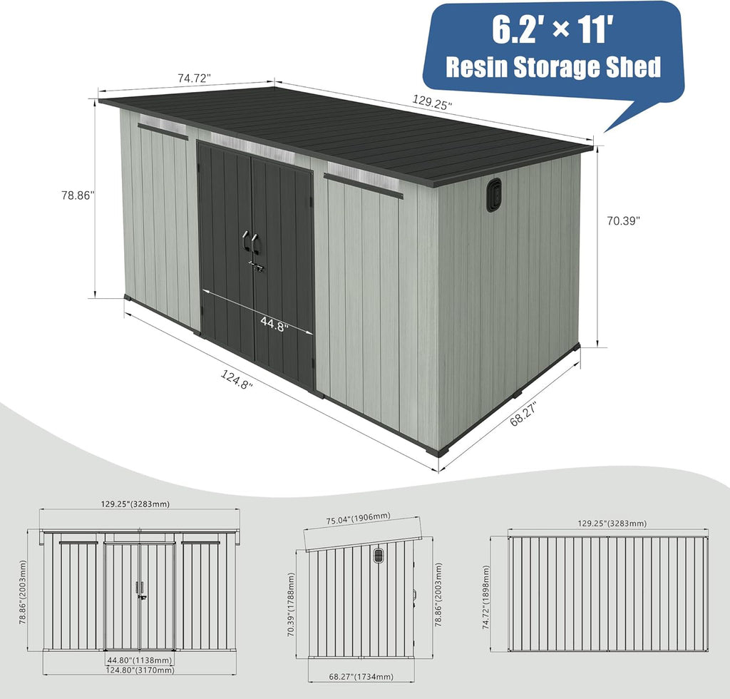 6x11FT Outdoor Resin Storage Shed