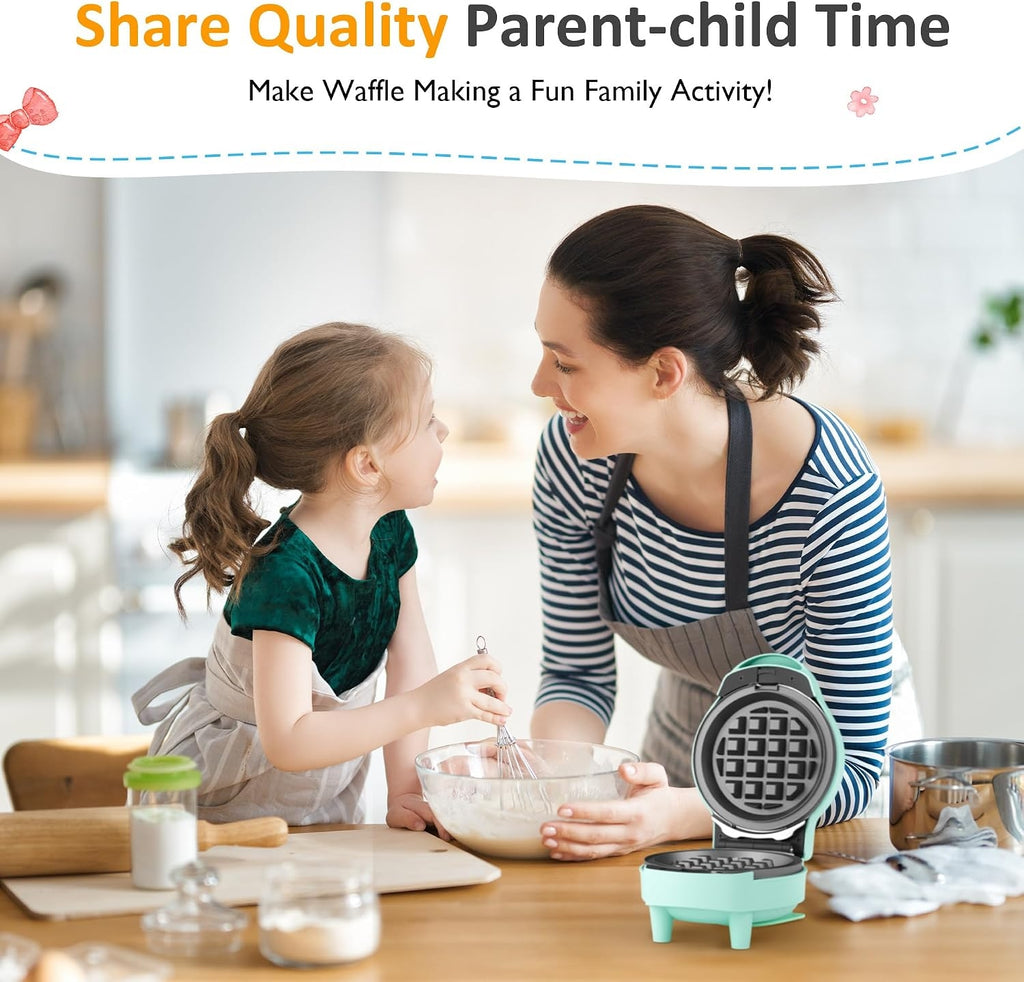 4" Kids Mini Waffle Maker with 6 Removable Plates