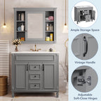 36" Bathroom Vanity with Top Sink, Mirror Cabinet