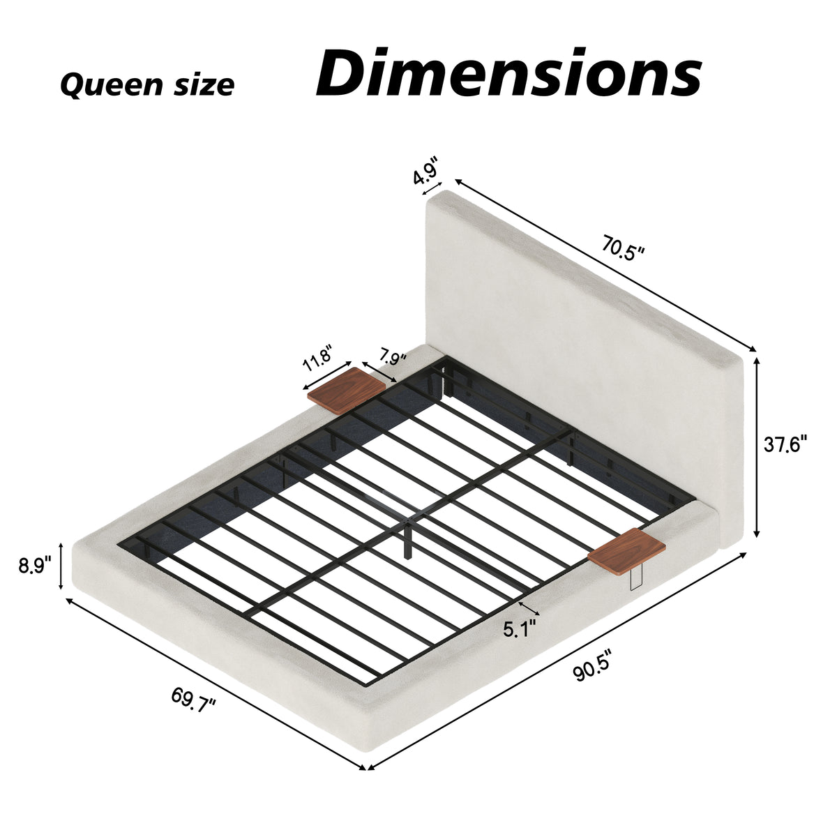 AirFrame Queen Bed Frame with Adjustable Sliding Side Table