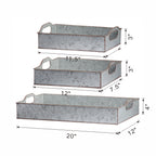 Set of 3 Decorative Galvanized Trays