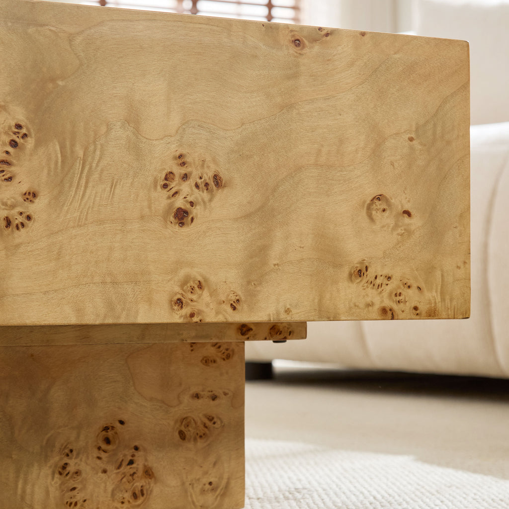 43.31 Inch Burl Wood Veneer Coffee Table