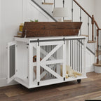 47.2" Mobile Dog Crate with Flip-Top Feeding Door
