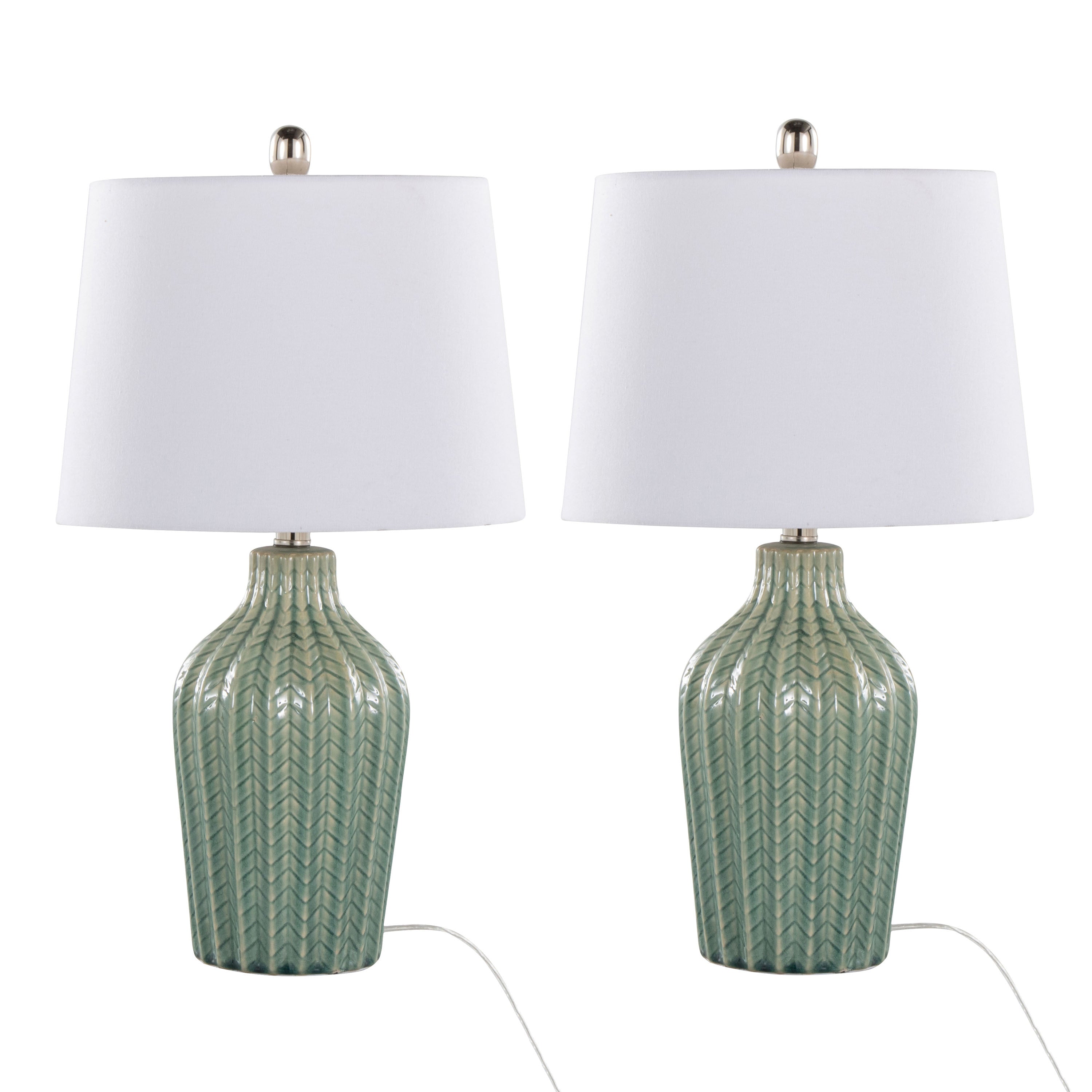 Rockwell 23" Contemporary Ceramic Table Lamps in Sage - Set of 2