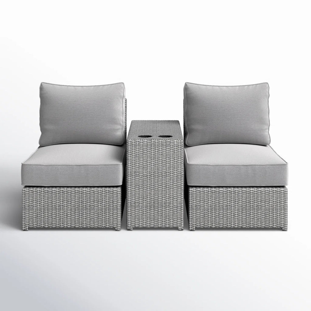 LSI All-Weather 2-Person Wicker Conversation Set with Cushions