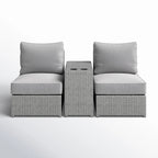 LSI All-Weather 2-Person Wicker Conversation Set with Cushions