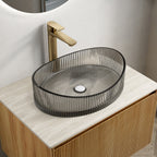 Lina 20'' Bathroom Yuanbao Shape Crystal Glass Sink without Faucet