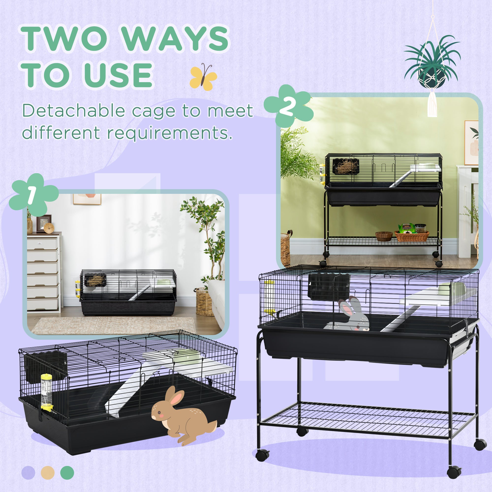 PawHut Two-Story Small Animal Cage Removable from Stand