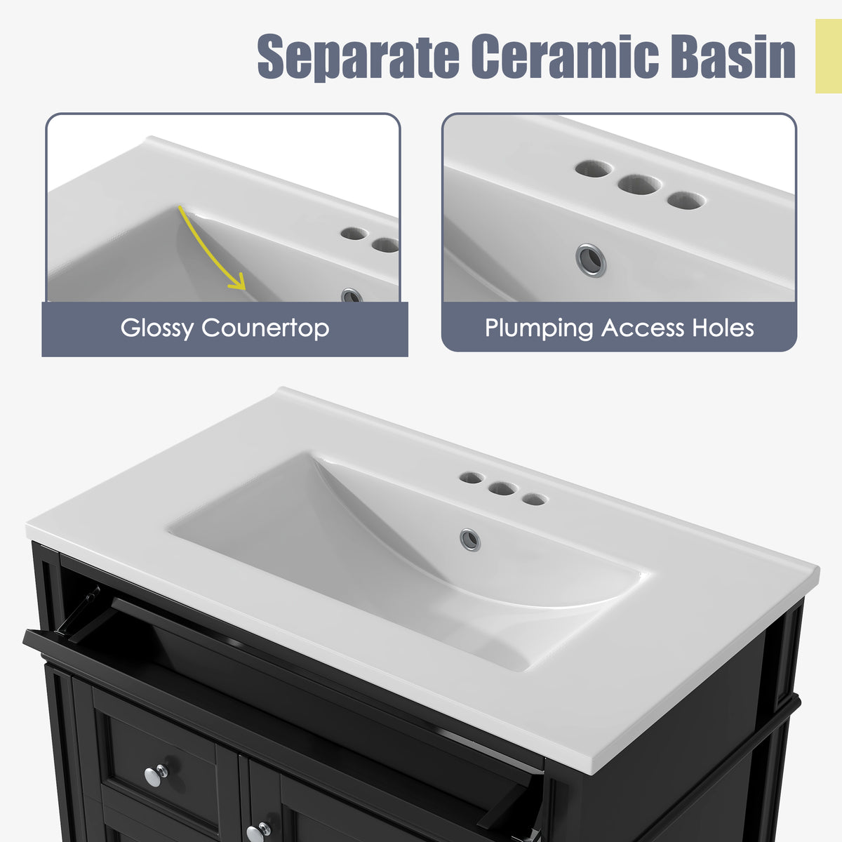 30" Bathroom Vanity with Top Sink