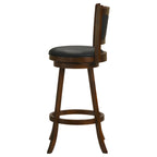 Chestnut Bar Stool Set with Black Upholstered Seat