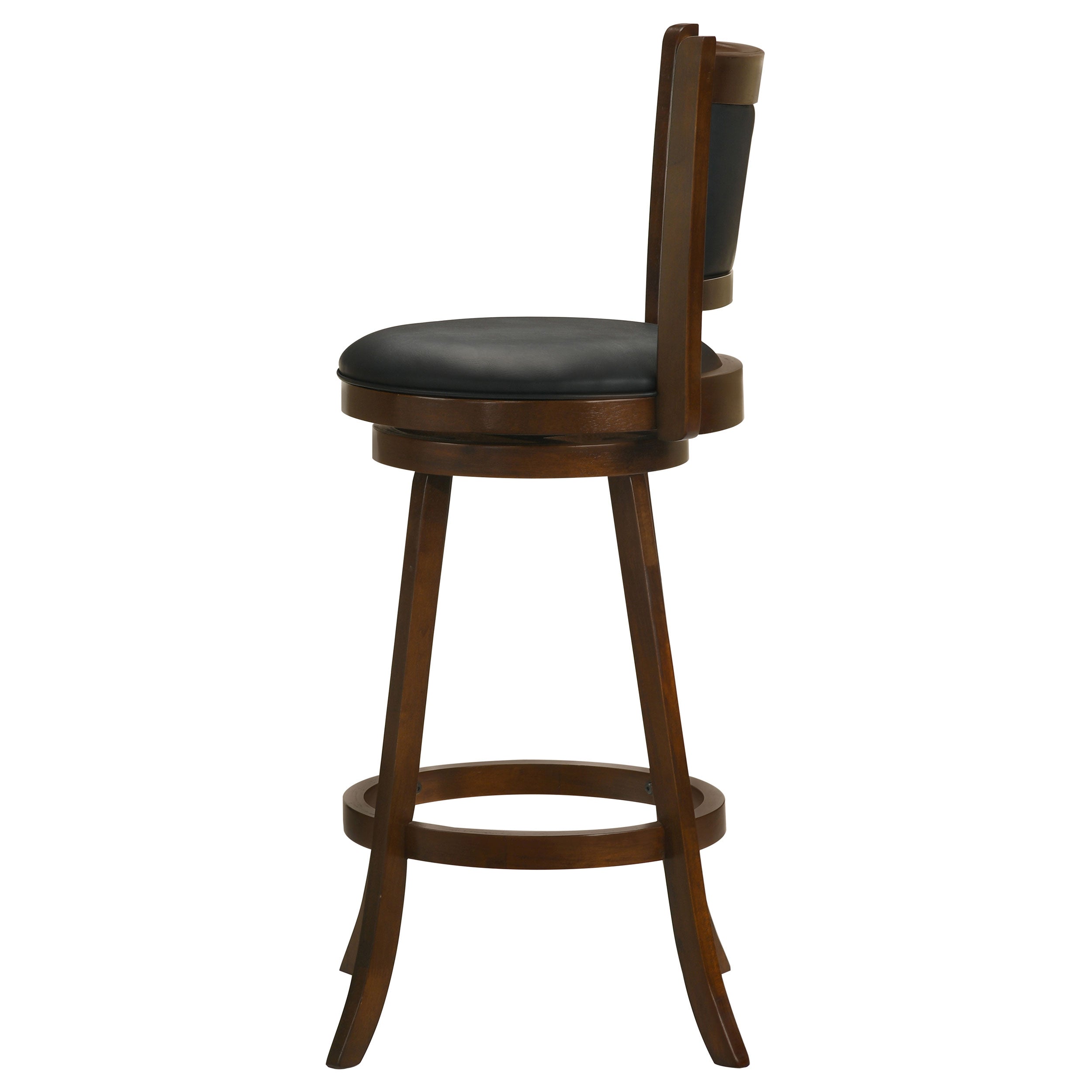 Chestnut Bar Stool Set with Black Upholstered Seat