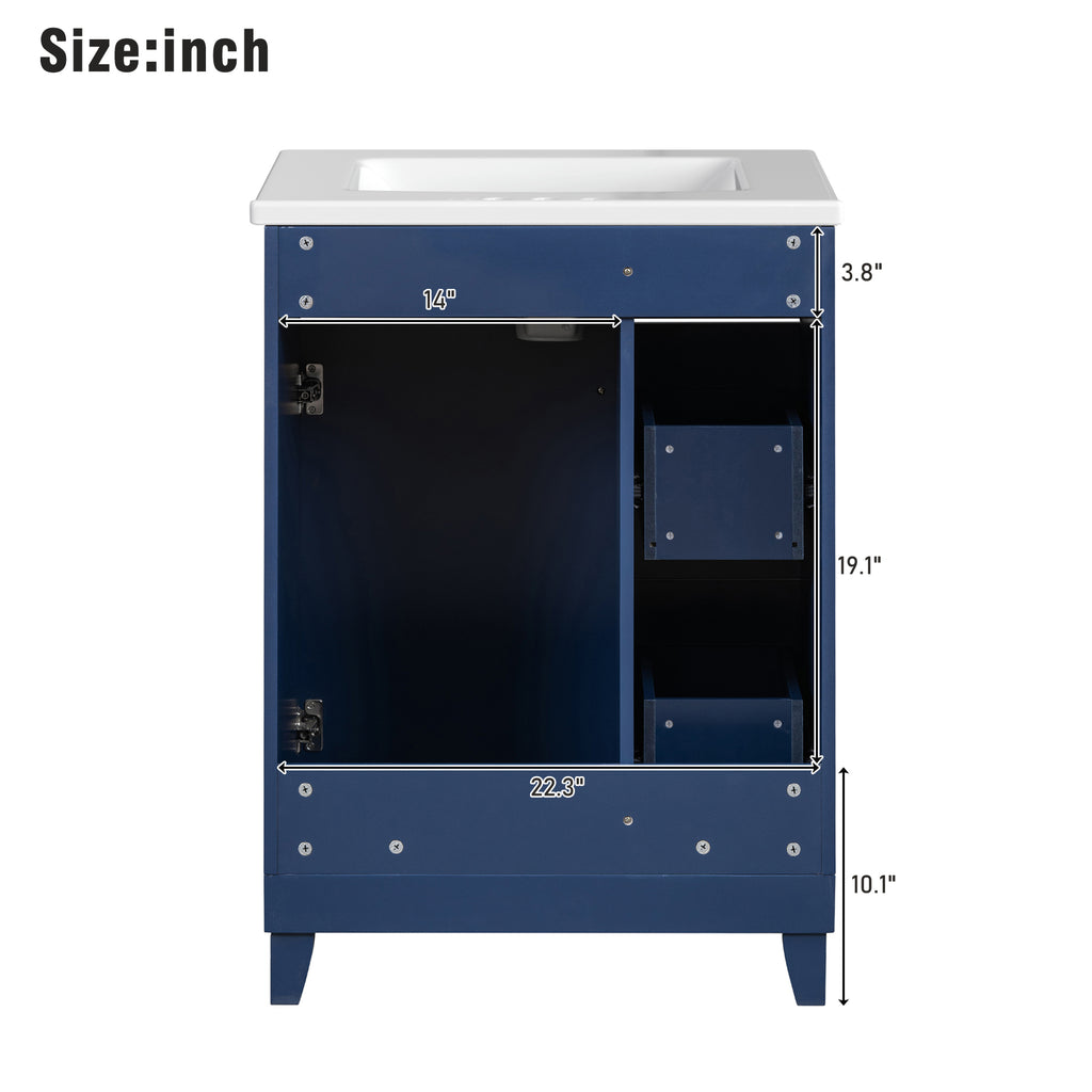 24-Inch Bathroom Vanity Cabinet with Ceramic Sink