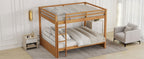 Wood Queen Size Bunk Bed with Ladder, Wood Color