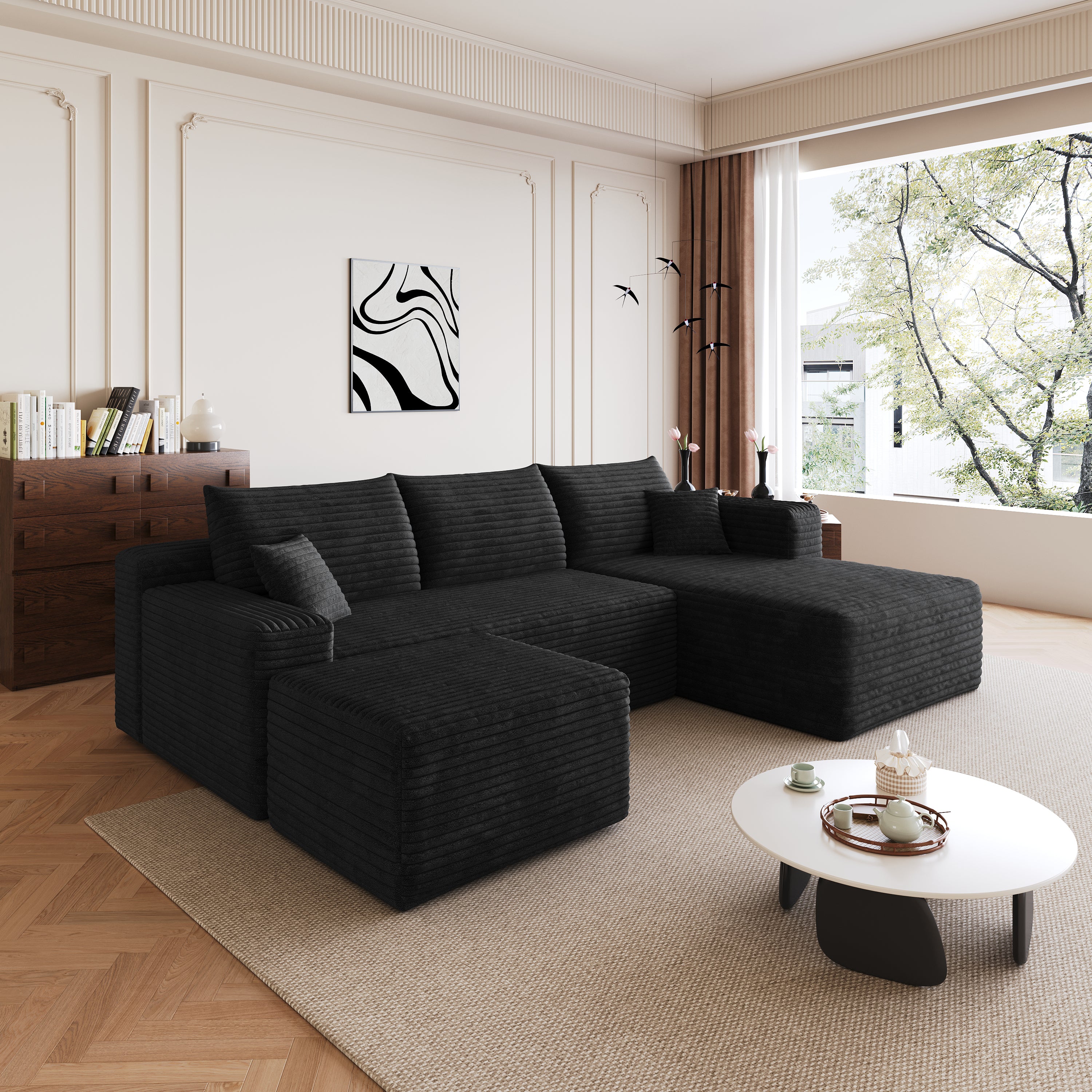 95" Cloud Sectional Sofa with Ottoman