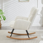 Tufted Upholstered Teddy Fabric Glider Chair for Living Room