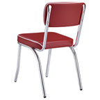 Retro Chrome Dining Chairs Set of 2 in Red Faux Leather