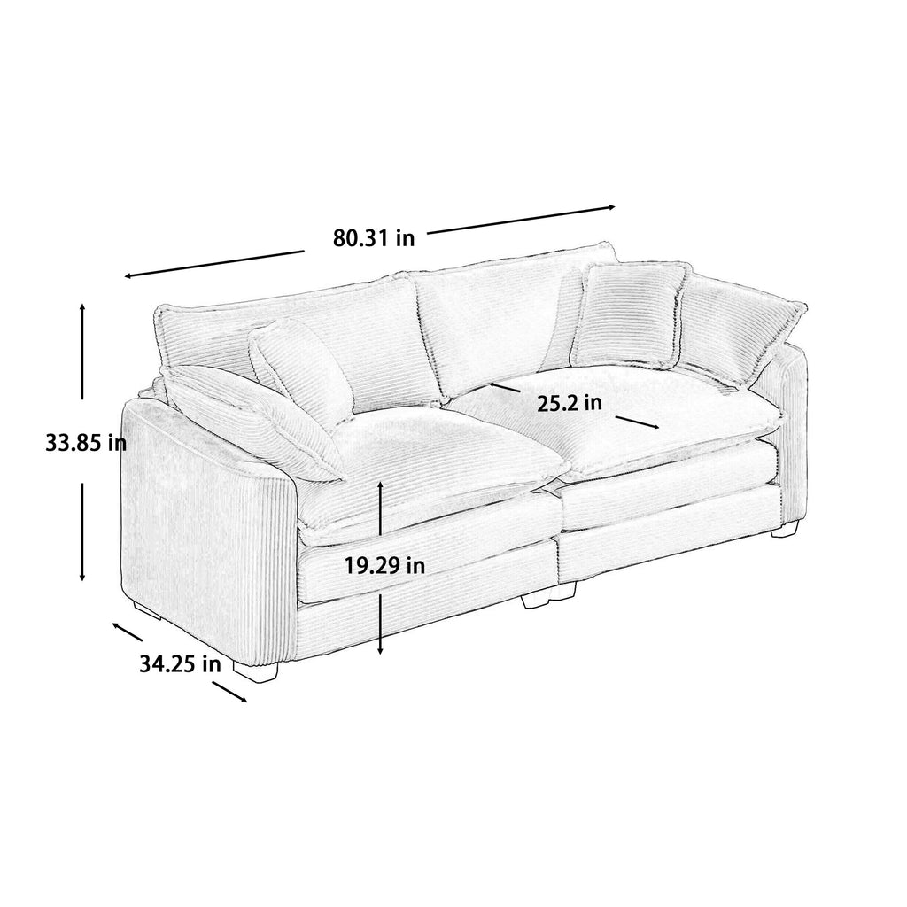 Modern Fabric Living Room Sofa 2 Seater