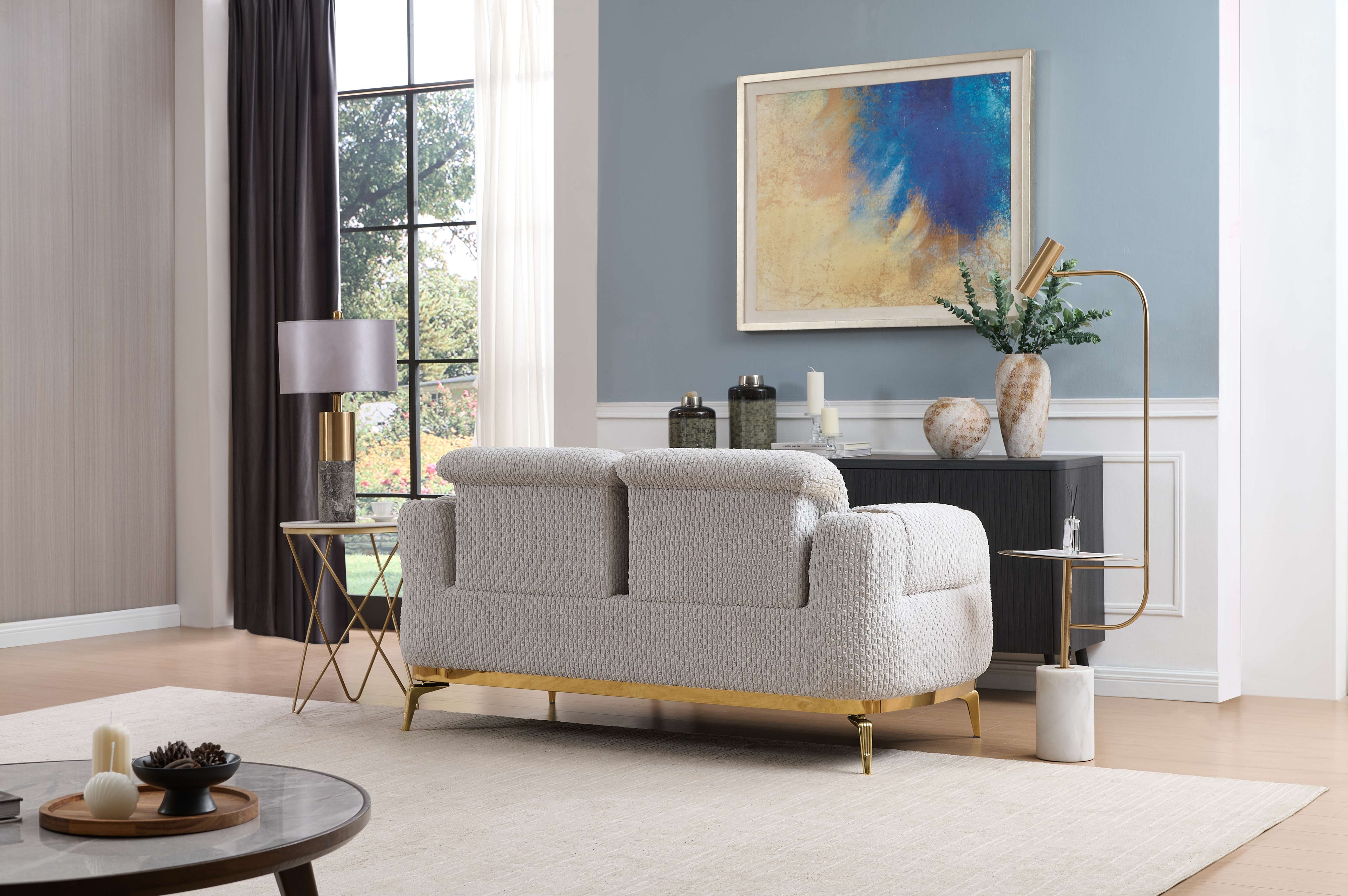 Zoe Modern Style 2PC Living Room Set (Sofa + Loveseat)