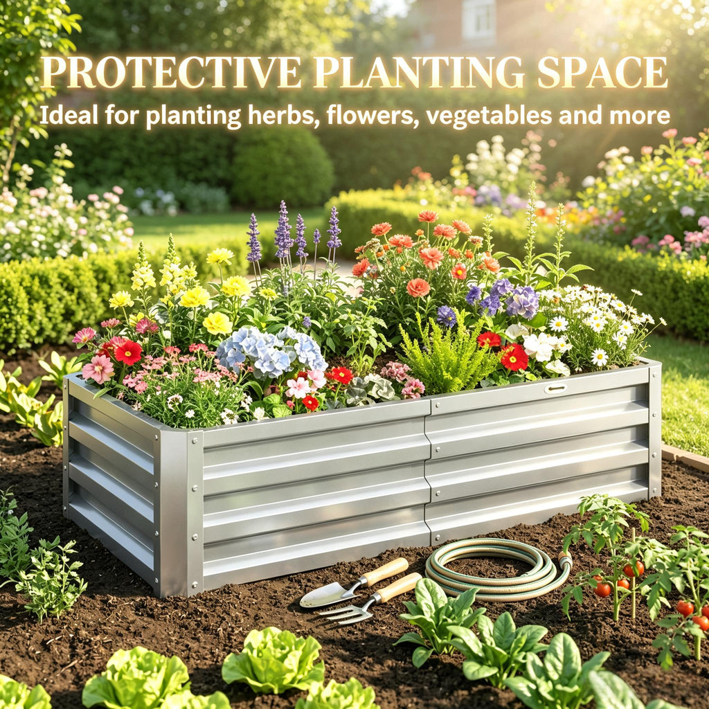 Galvanized Raised Garden Bed, 4' x 2' x 1' Metal Planter Box