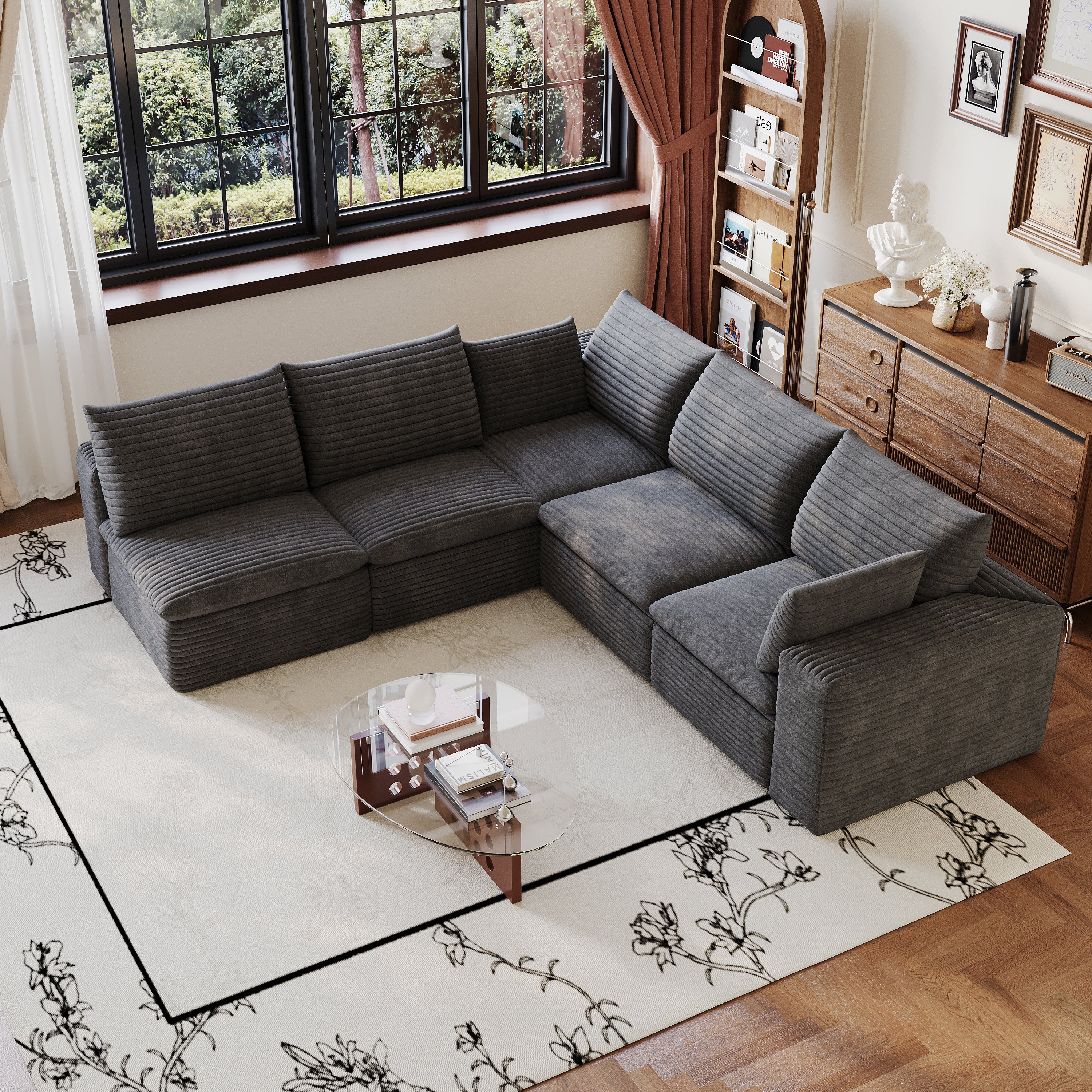 Cloud Sofa - Corduroy Fabric Deep Seat Couch